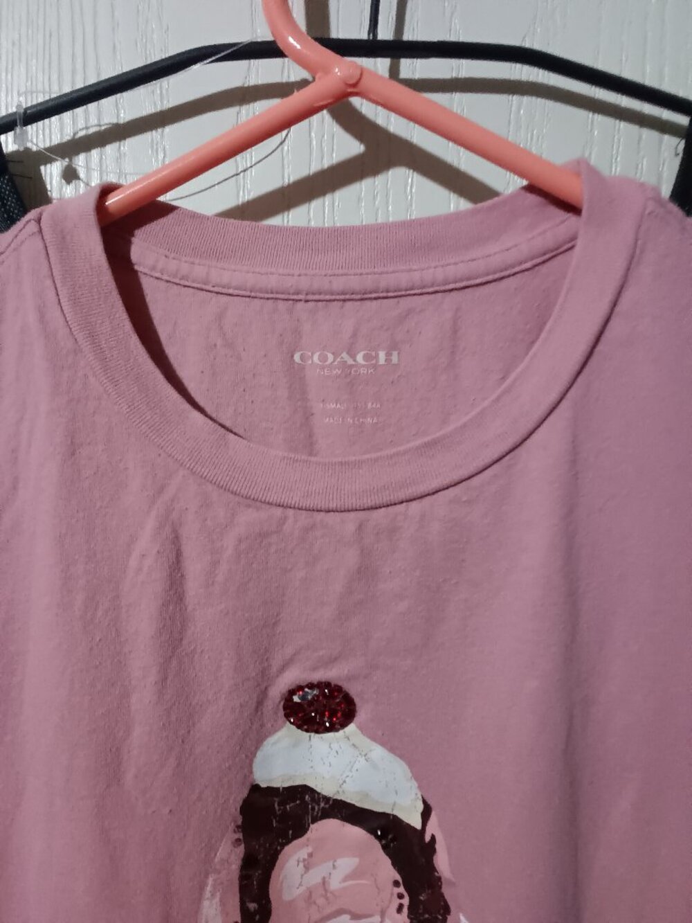 Coach sundae tee, size small, coral color.